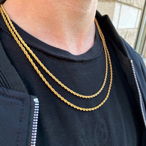 Gold Rope Chain Necklace 3mm Gold Chain GP - Picture 4 of 4